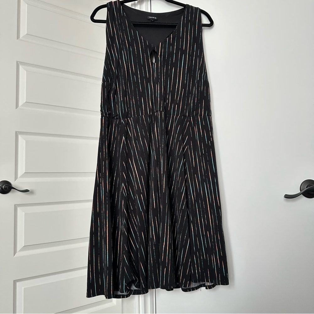 Torrid Black Multicolor Striped Dress Size 3 = 3X XXXL